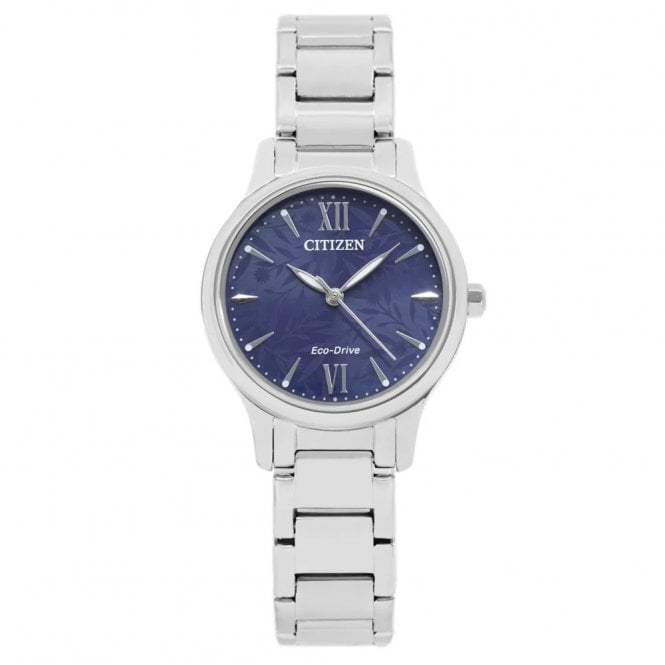 Citizen Watch Ladies Eco-Drive Blue Leaf Dial Watch EM0899-72L
