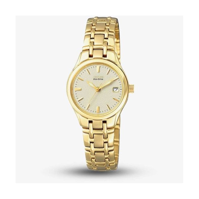 Citizen Watch Ladies Eco-Drive Champagne Dial YGP Bracelet EW1262-55P