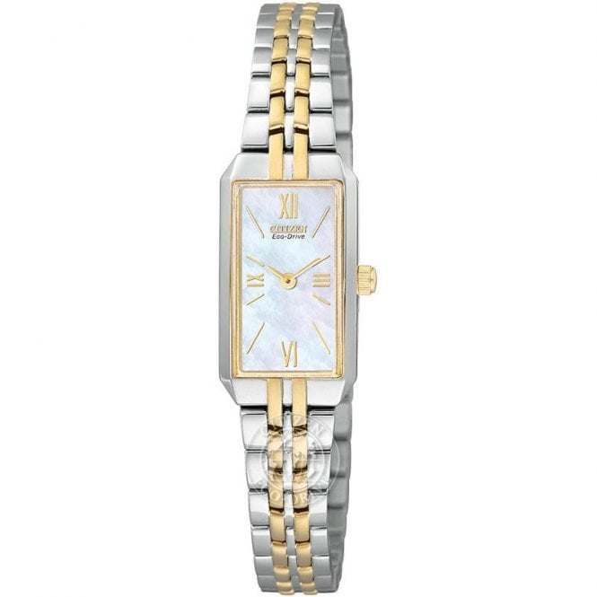 Citizen Watch Ladies Eco-Drive Mother of Pearl Dial YGP 2-Tone Bracelet Watch EG2694-59D