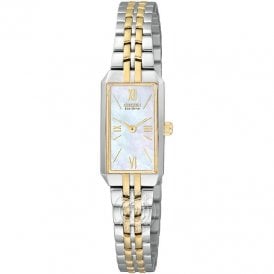 Ladies Eco-Drive Mother of Pearl Dial YGP 2-Tone Bracelet Watch EG2694-59D