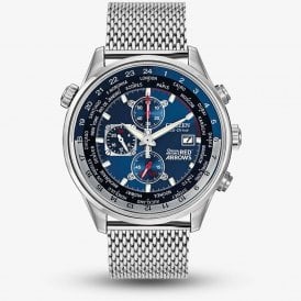 Red Arrow Chronograph Blue Dial Stainless Steel Mesh Bracelet Watch CA0081-78L 