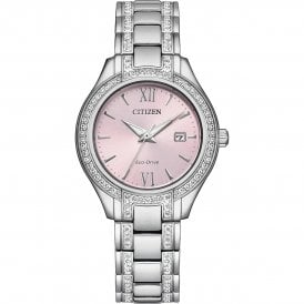 Silhouette Pink Dial Crystal Watch FE1230-51X