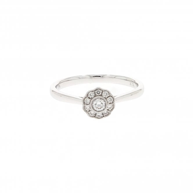 Cluster Ring 9ct White Gold Ring