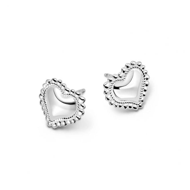 Daisy BOBBLE HEART STUD EARRINGS HTE03_SLV