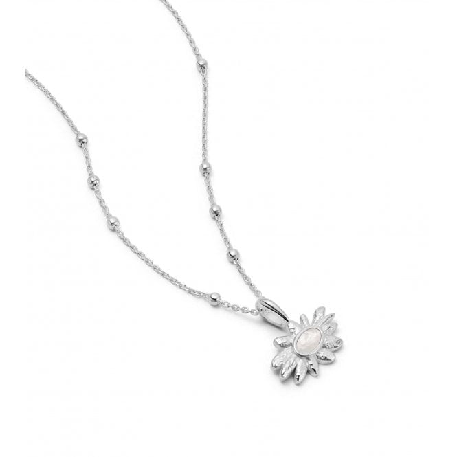 Daisy Mother of Pearl Flower Necklace DBN03_SLV