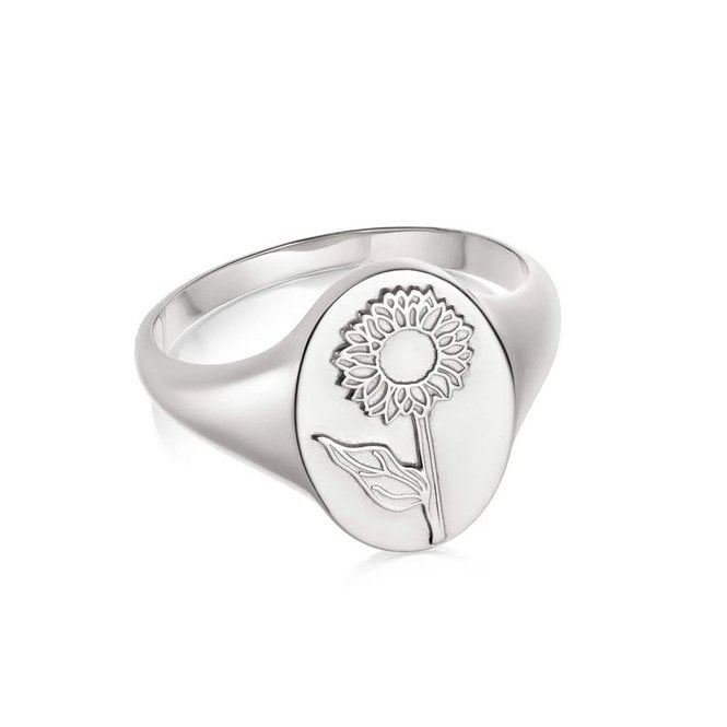 Daisy Sunflower Signet Ring XL FR09_SLV