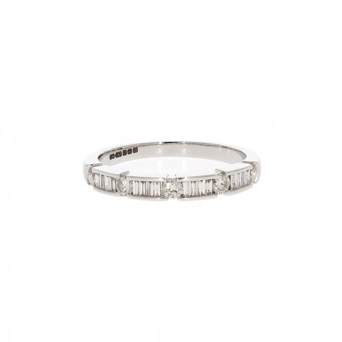 Diamond 0.17 Carat Trapeze and Brilliant Cut 18ct White Gold Half Eternity Ring