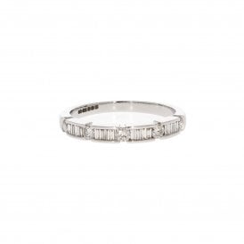 0.17 Carat Trapeze and Brilliant Cut 18ct White Gold Half Eternity Ring