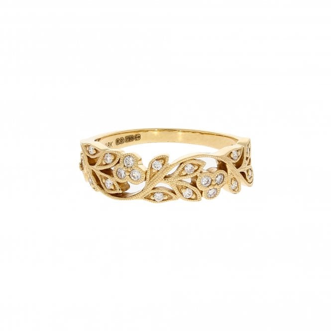 Diamond 0.22 Carat 18ct Yellow Gold Floral Eternity Ring