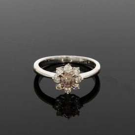 0.30 Carat Natural Pink & 0.35ct Surrounding Brilliant Cut 18ct White Gold Cluster Ring