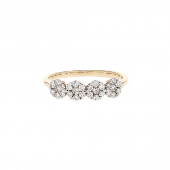 Diamond 0.41 Carat 9ct Yellow Gold Flower Cluster Ring