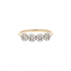 0.41 Carat 9ct Yellow Gold Flower Cluster Ring