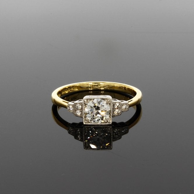 Diamond 0.50 Carat Art Deco Style Platinum Solitaire Ring