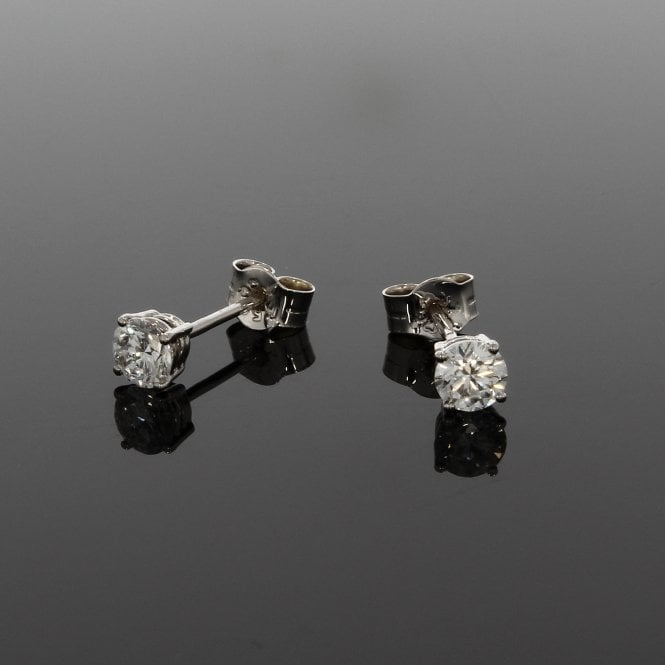 Diamond 0.60 Carat D Colour VVS2 Clarity 9ct White Gold Stud Earrings