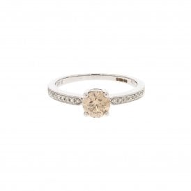 0.60 Carat Natural Pink / Brown with 0.11ct Natural White Brilliant Cut 18ct White Gold Ring