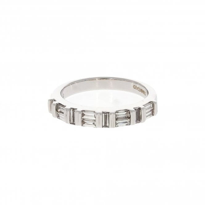 Diamond 0.62 Carat Trapeze Cut 18ct White Gold Half Eternity Ring