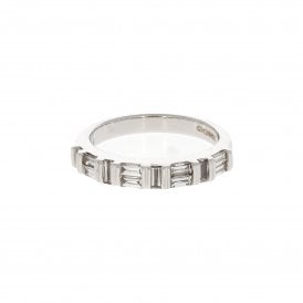 0.62 Carat Trapeze Cut 18ct White Gold Half Eternity Ring