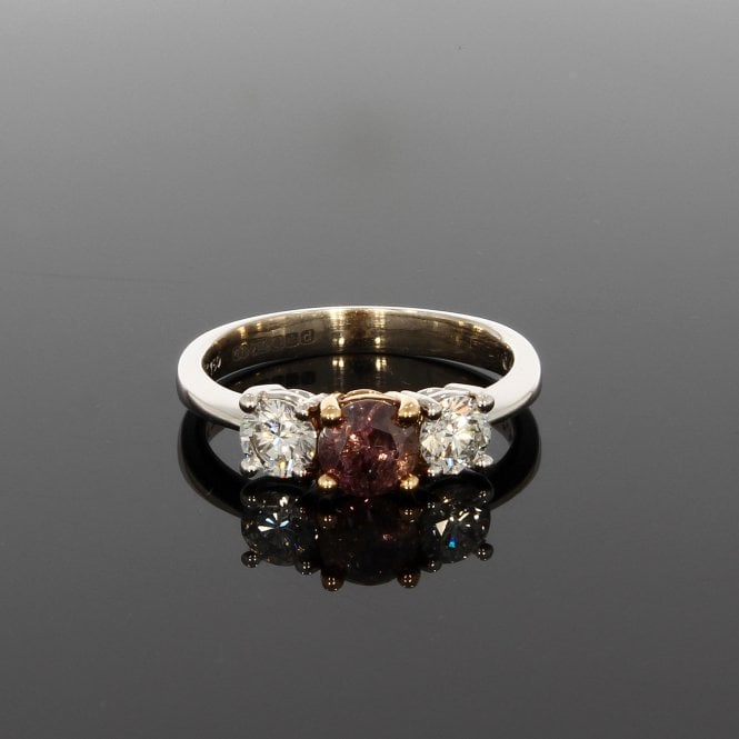 Diamond 0.64 Carat Pink / Purple & 0.64 Brilliant Cut 18ct White Gold Ring