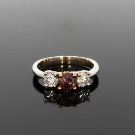 0.64 Carat Pink / Purple & 0.64 Brilliant Cut 18ct White Gold Ring