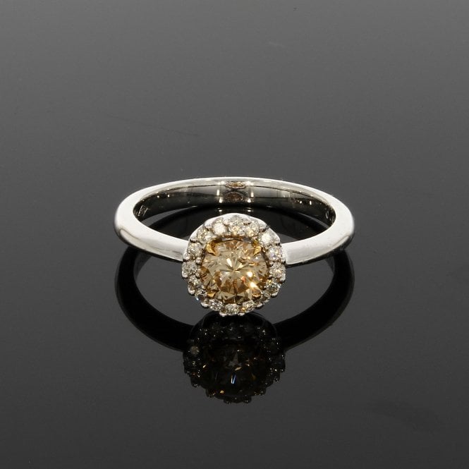 Diamond 0.68 Carat Natural Light Pink with White Halo 18ct White Gold Ring