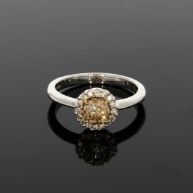 0.68 Carat Natural Light Pink with White Halo 18ct White Gold Ring