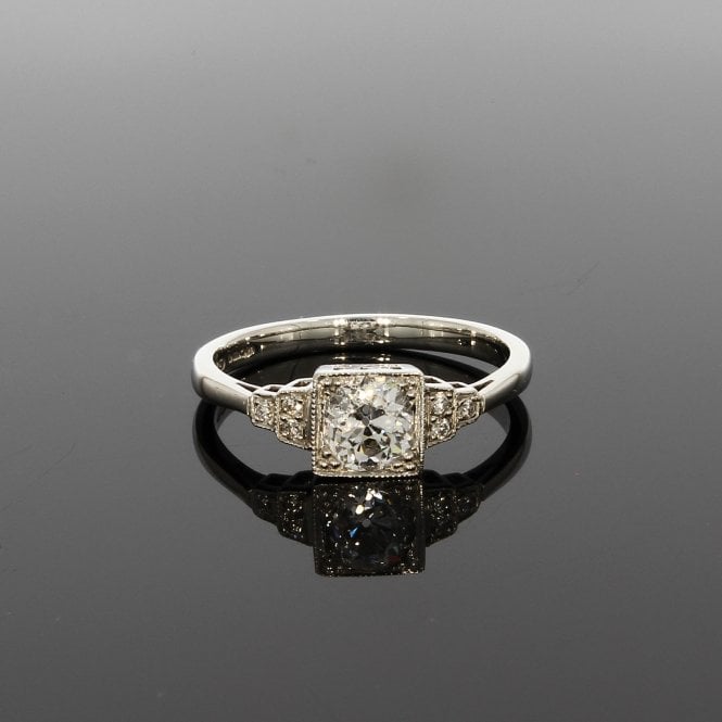 Diamond 0.69 Carat Vintage Art Deco Platinum Solitaire Ring