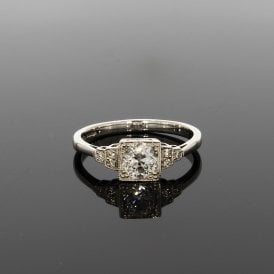 0.69 Carat Vintage Art Deco Platinum Solitaire Ring