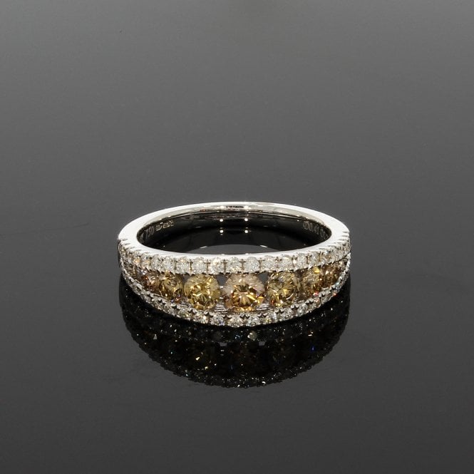 Diamond 0.70 Carat Natural Champagne Colour 18ct White Gold Band Ring