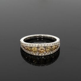 0.70 Carat Natural Champagne Colour 18ct White Gold Band Ring