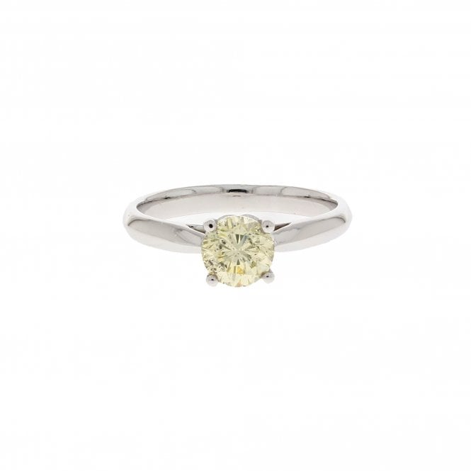 Diamond 0.72 Carat Brilliant Cut Yellow 18ct White Gold Solitaire Ring
