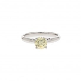 0.72 Carat Brilliant Cut Yellow 18ct White Gold Solitaire Ring