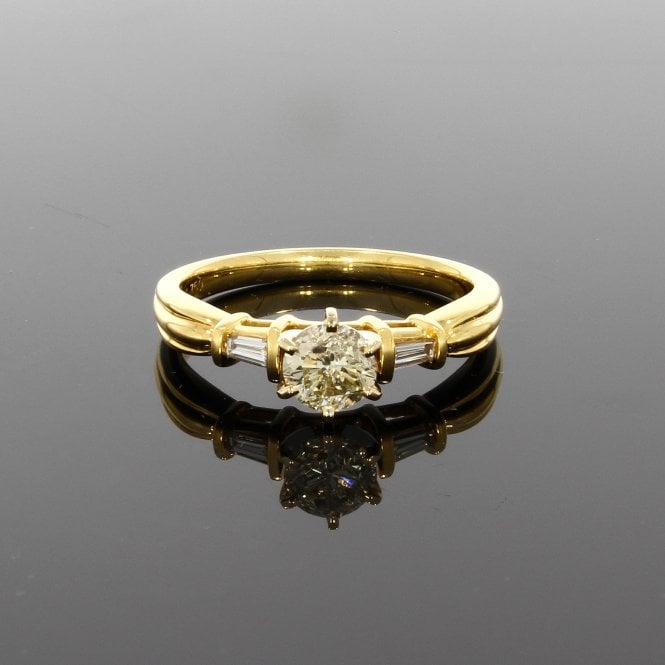 Diamond 0.74ct Brilliant & Baguette Cut 18ct Yellow Gold Ring