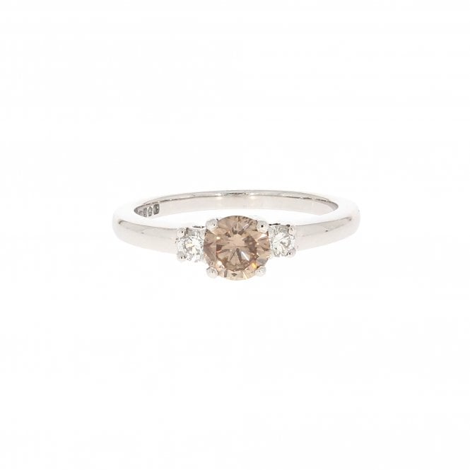 Diamond 0.75 Carat Natural Pink / Brown with 0.18ct Brilliant Cut Platinum Ring