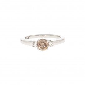 0.75 Carat Natural Pink / Brown with 0.18ct Brilliant Cut Platinum Ring
