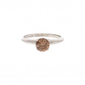 0.76 Carat Natural Orange / Brown 18ct White Gold Solitaire Ring