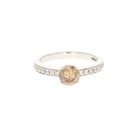 0.82 Carat Brilliant Cut Cognac Coloured with 0.19ct Brilliant Cut 18ct White Gold Ring