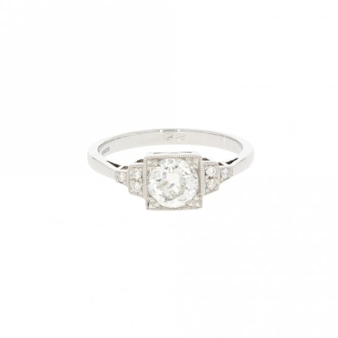 Diamond 0.84 Carat Old Cut Style Platinum Ring