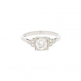 0.84 Carat Old Cut Style Platinum Ring
