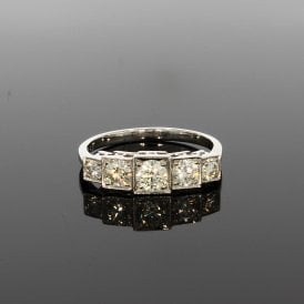 0.90 Carat Art Deco Style Five Stone Platinum Ring