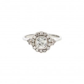 0.92 Carat Platinum Deco Style Cluster Ring