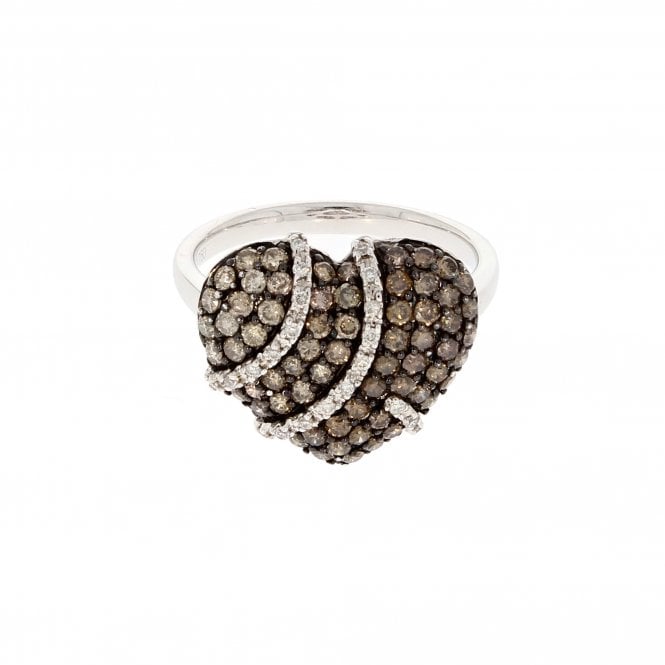 Diamond 0.96 Carat Cinnamon Colour 18ct White Gold Heart Ring