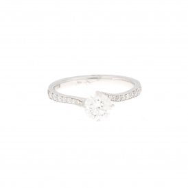 0.96 Carat F Colour SI2 Clarity Certified 18ct White Gold Ring