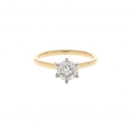 1.02 Carat Natural Old Cut 18ct Yellow Gold Ring 