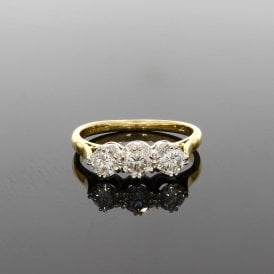 1.03ct Brilliant Cut H/I Colour SI Clarity 18ct Yellow Gold Trilogy Ring