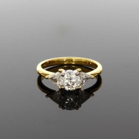 1.08ct Brilliant & Trillion Cut H/I Colour SI Clarity 18ct Yellow Gold Trilogy Ring