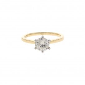 1.09 Carat Brilliant Cut J Colour I1 Clarity 18ct Yellow Gold Ring 