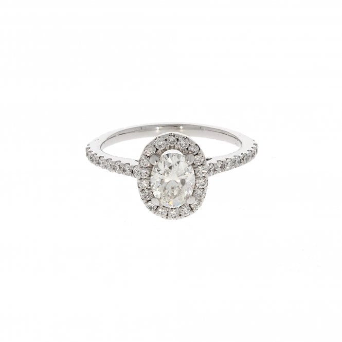 Diamond 1.11 Carat G Colour VS2 Clarity 18ct White Gold Halo Ring