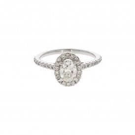 1.11 Carat G Colour VS2 Clarity 18ct White Gold Halo Ring