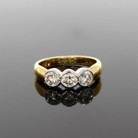 1.23ct Brilliant Cut 18ct Yellow Gold Trilogy Ring