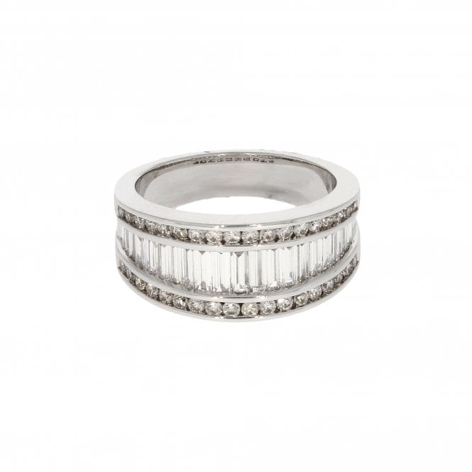 Diamond 1.26 Carats Baguette & Round Brilliant Cut 18ct White Gold Ring